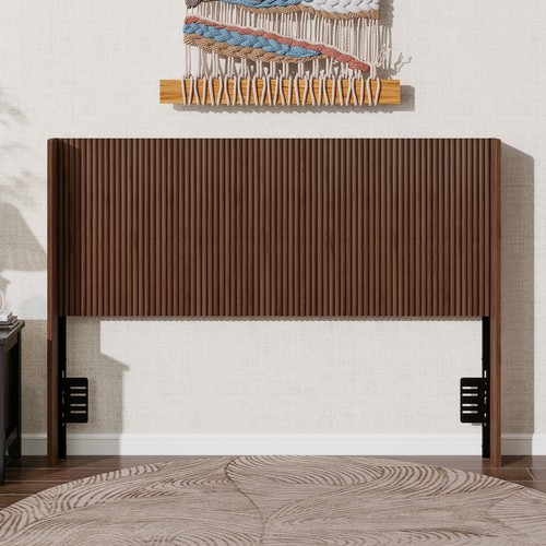 Walnut fluted wood headboard - walnut,